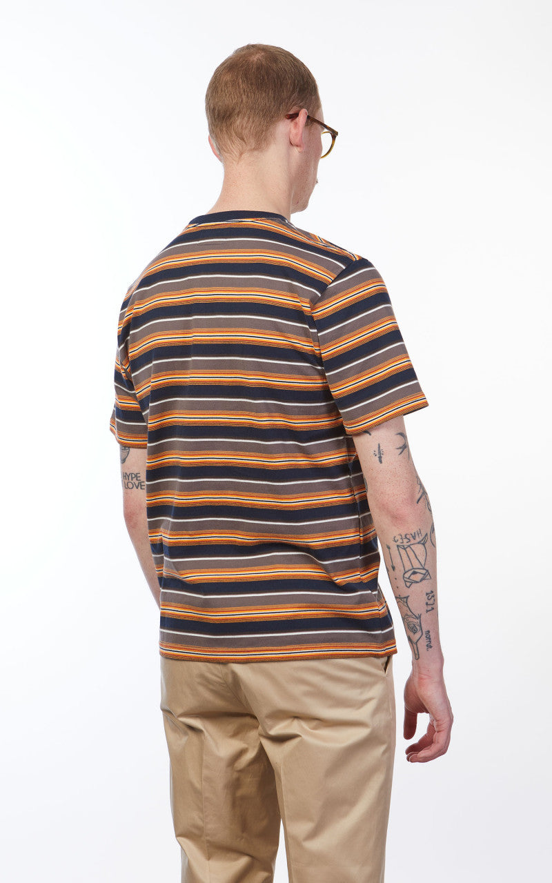 Beams Plus Pocket Tee Multi Stripe Orange