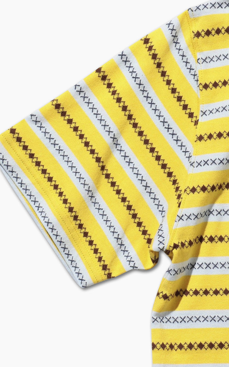 Beams Plus Jacquard Stripe Pocket T-Shirt Yellow