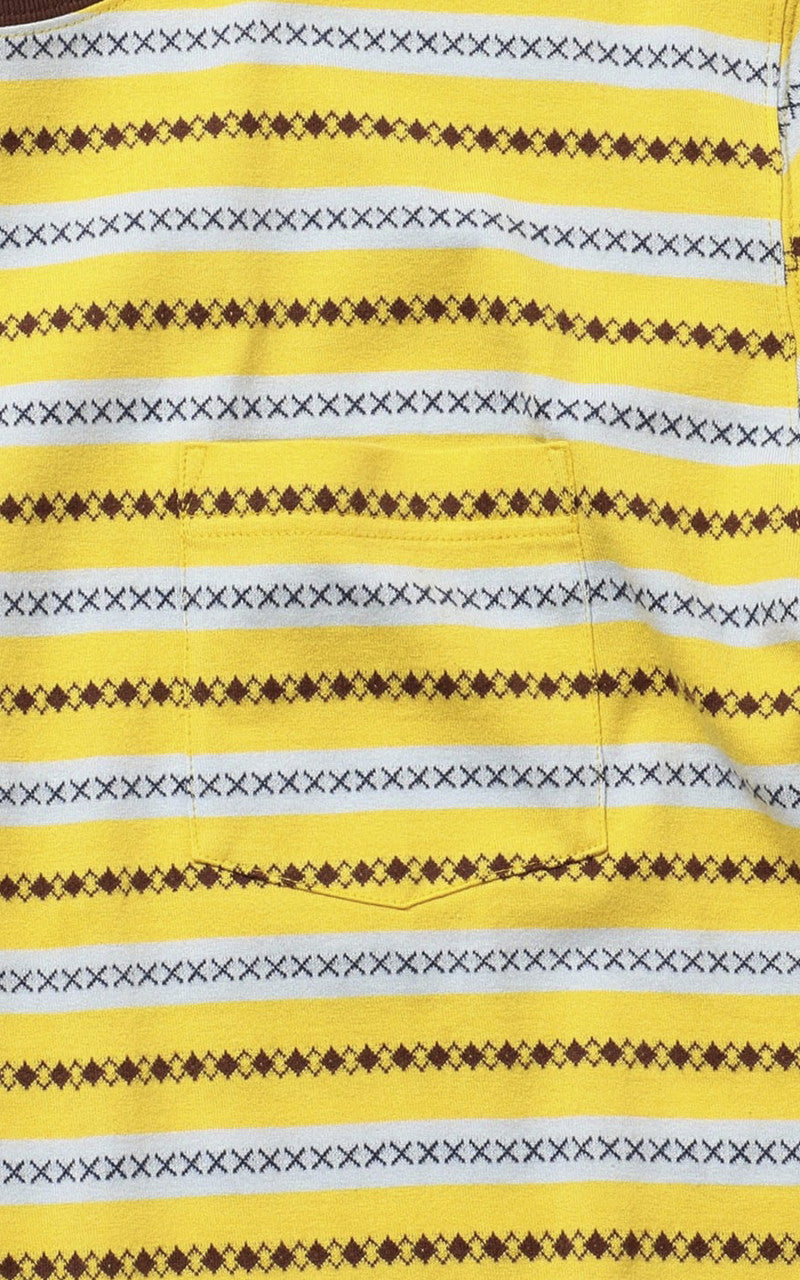 Beams Plus Jacquard Stripe Pocket T-Shirt Yellow