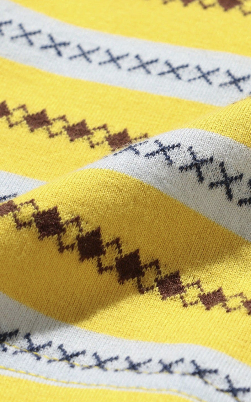 Beams Plus Jacquard Stripe Pocket T-Shirt Yellow
