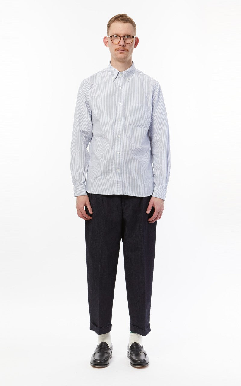 Beams Plus B.D. Oxford Shirt Candy Stripe Blue