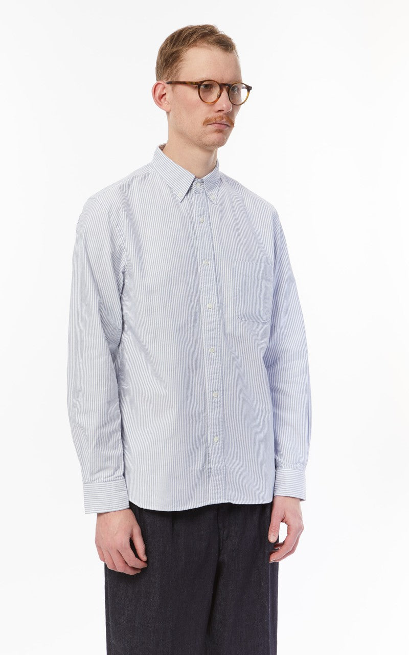 Beams Plus B.D. Oxford Shirt Candy Stripe Blue