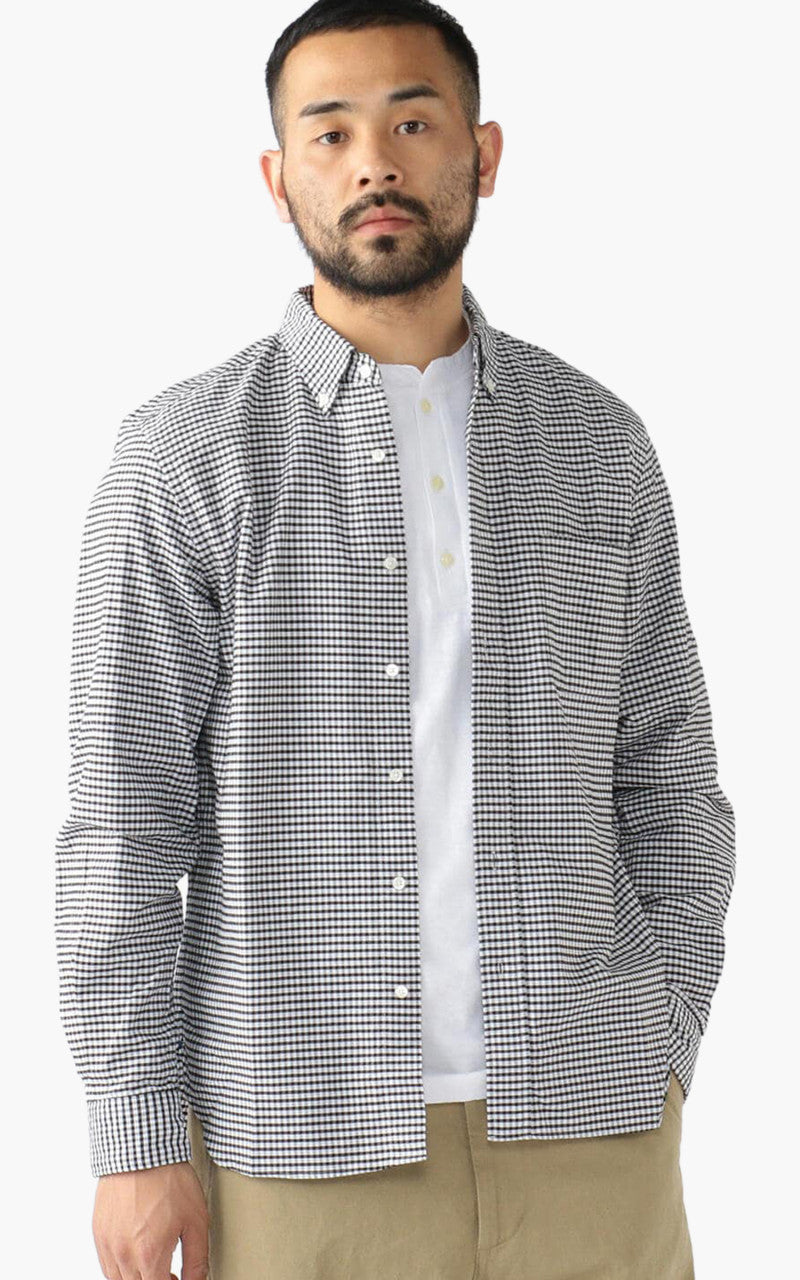 Beams Plus Oxford Gingham Check Button-Down Shirt Black
