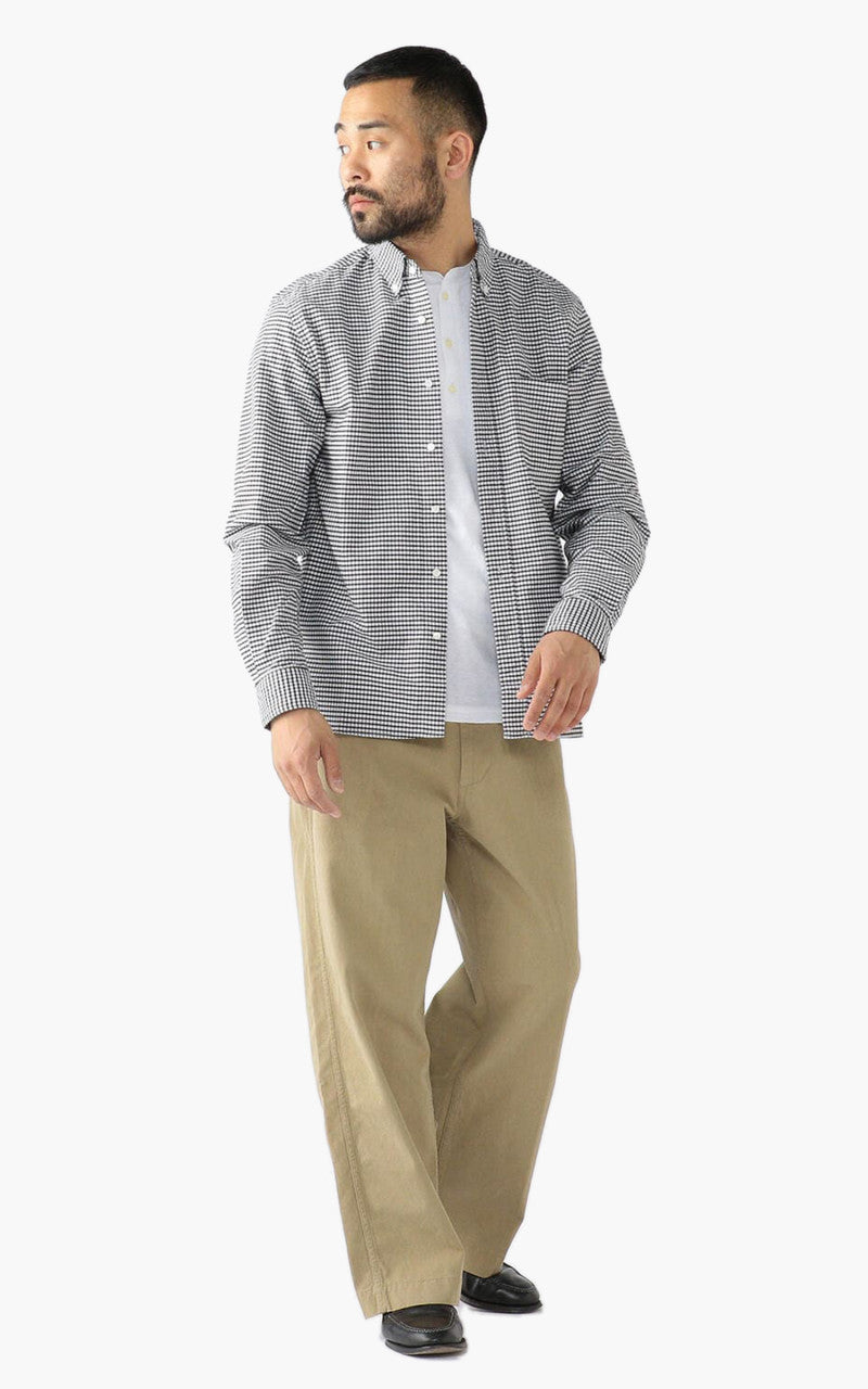 Beams Plus Oxford Gingham Check Button-Down Shirt Black