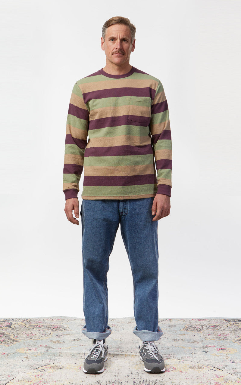 Beams Plus Pocket Tee Stripe Purple