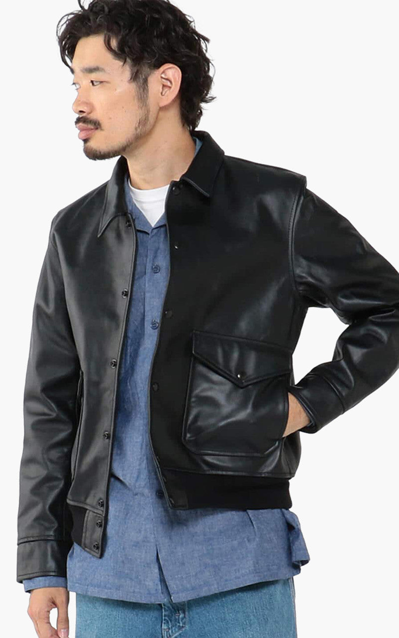 Beams Plus Military Leather Blouson Black