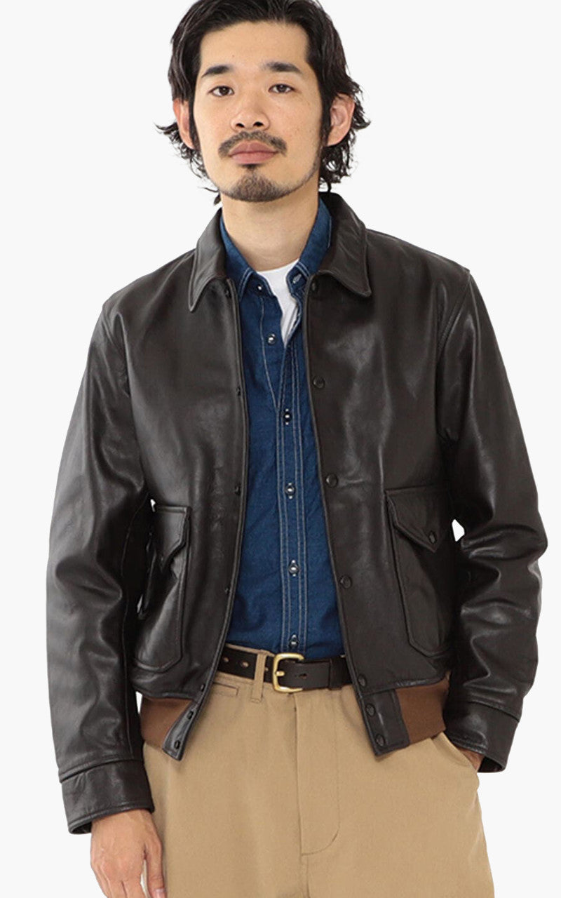 Beams Plus Military Leather Blouson Dark Brown