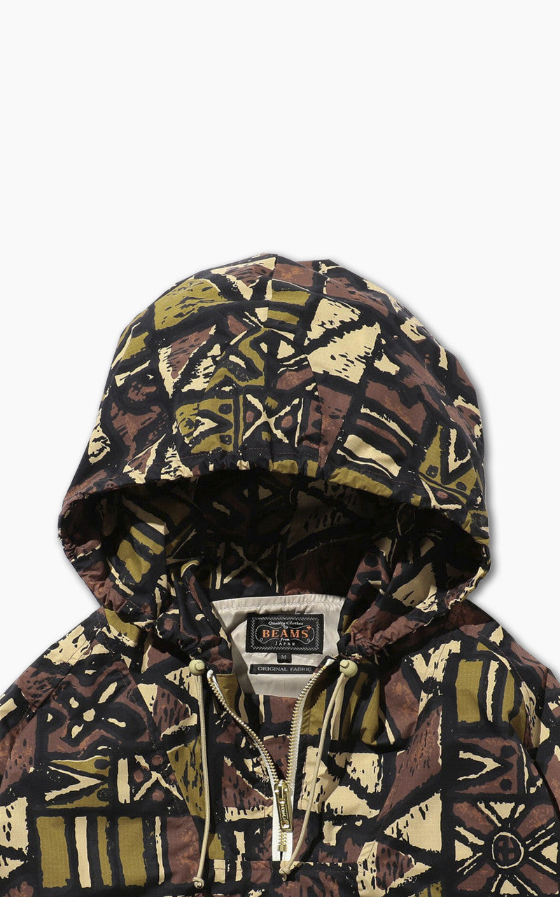 Beams Plus Nylon Batik Print Eurosport Anorak Brown