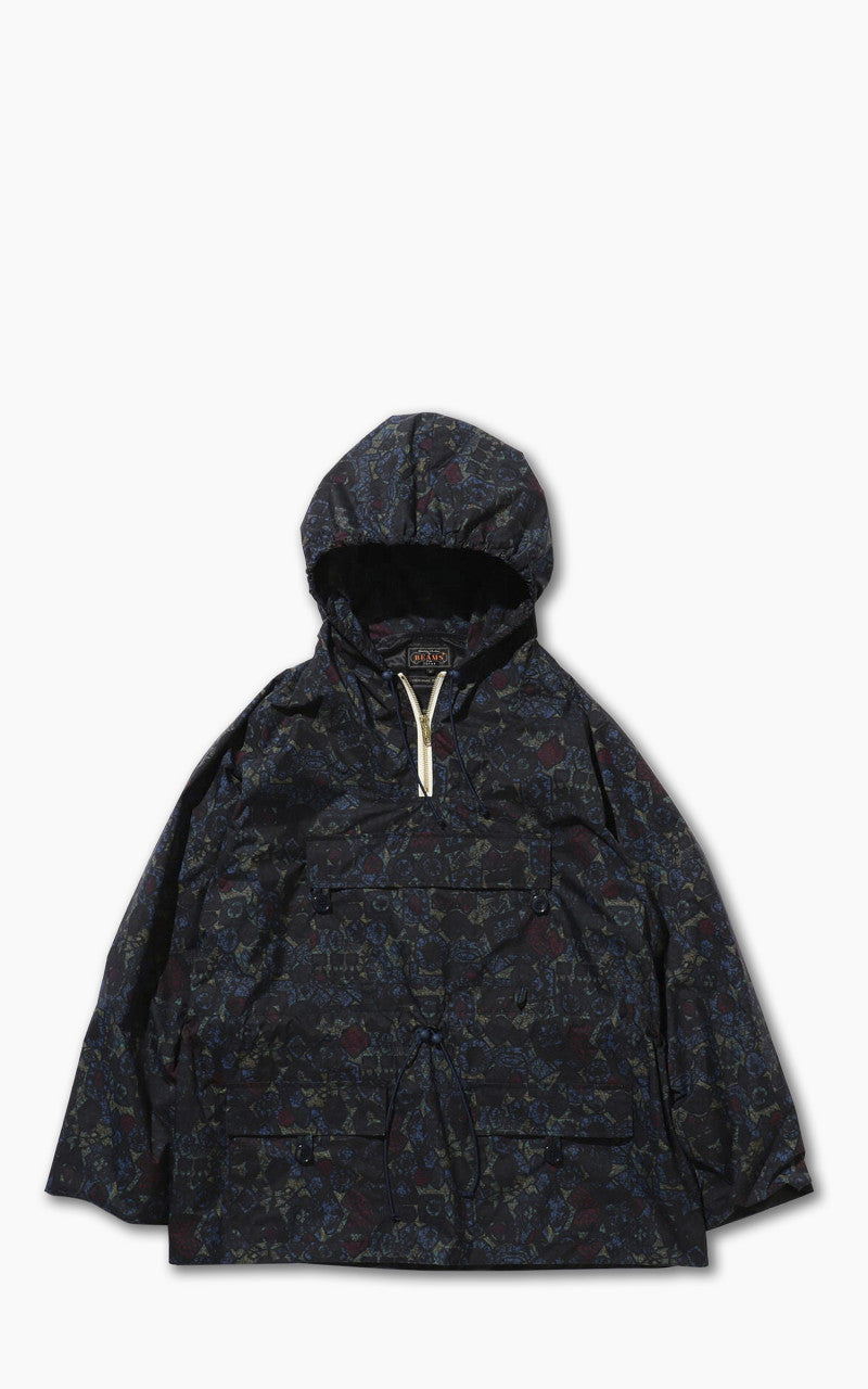 Beams Plus Nylon Batik Print Eurosport Anorak Navy