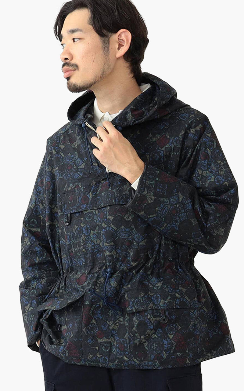 Beams Plus Nylon Batik Print Eurosport Anorak Navy