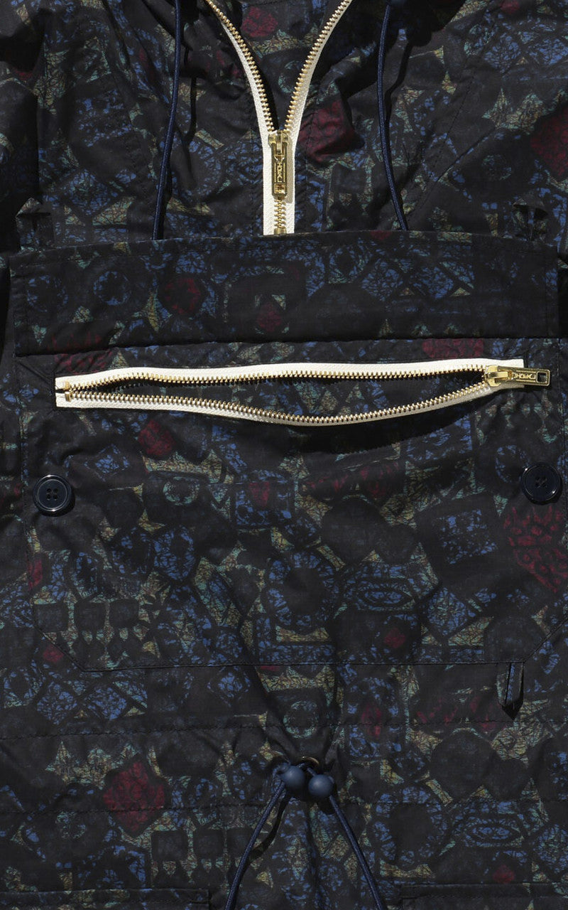 Beams Plus Nylon Batik Print Eurosport Anorak Navy