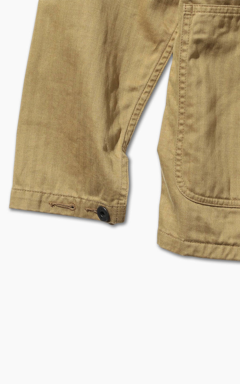 Beams Plus Supima Cotton Herringbone Military Chore Jacket Khaki