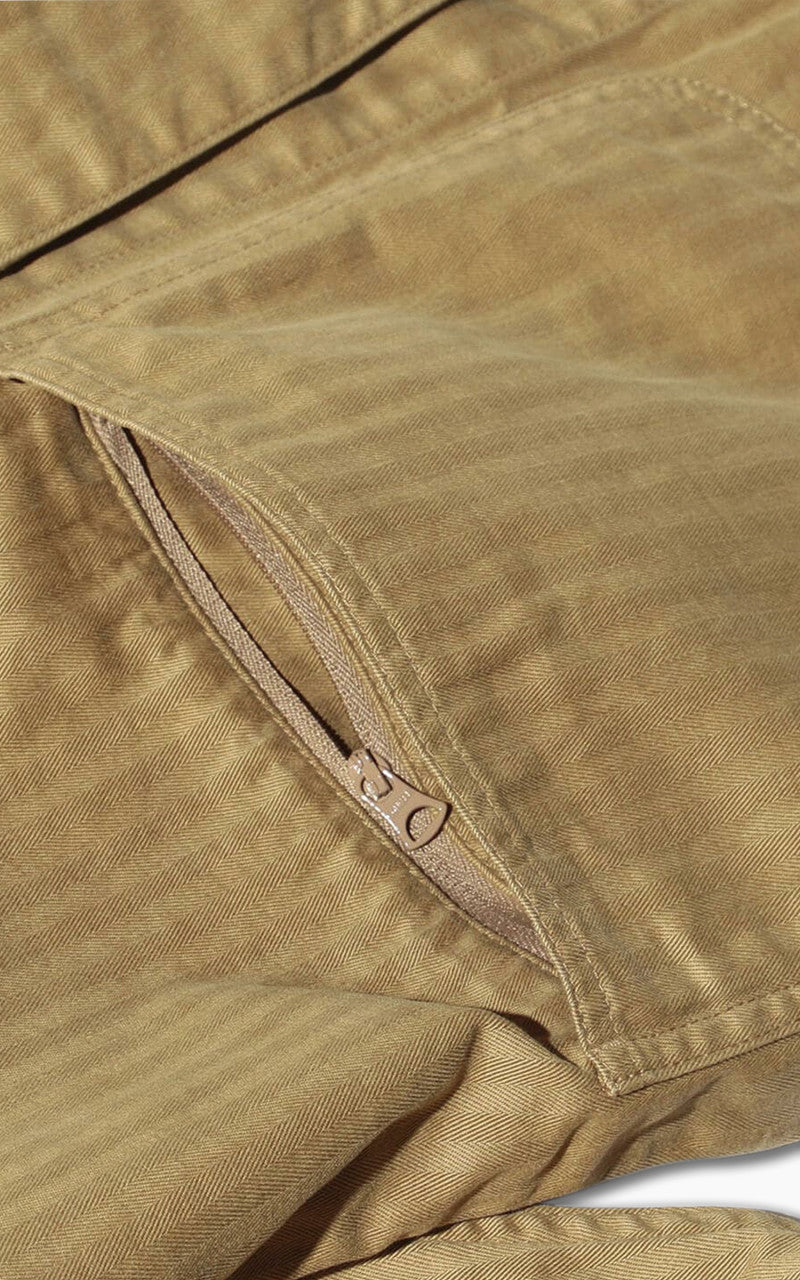 Beams Plus Supima Cotton Herringbone Military Chore Jacket Khaki