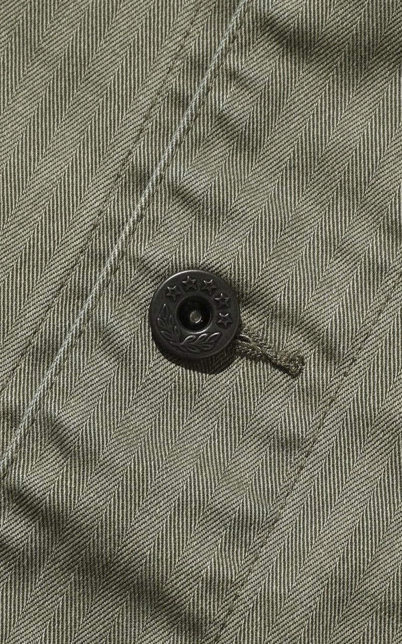 Beams Plus Supima Cotton Herringbone Military Chore Jacket Olive
