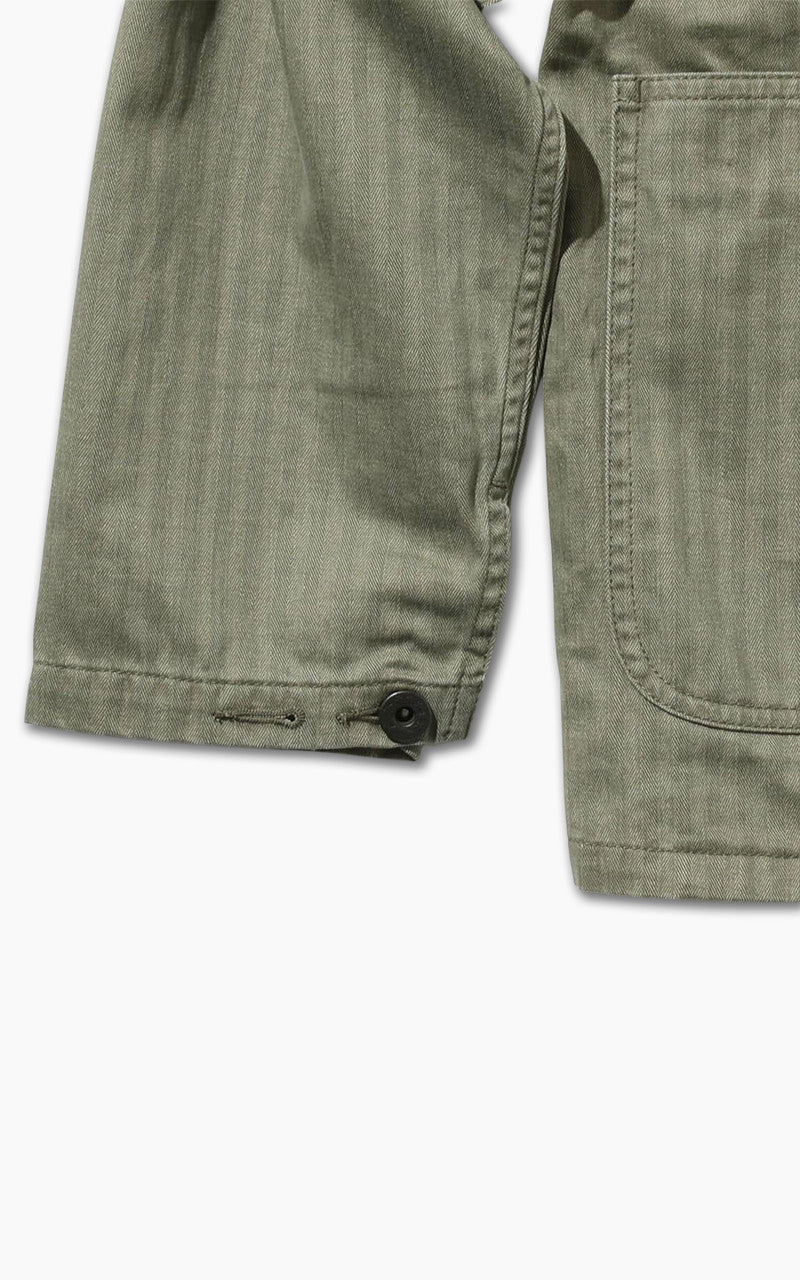 Beams Plus Supima Cotton Herringbone Military Chore Jacket Olive