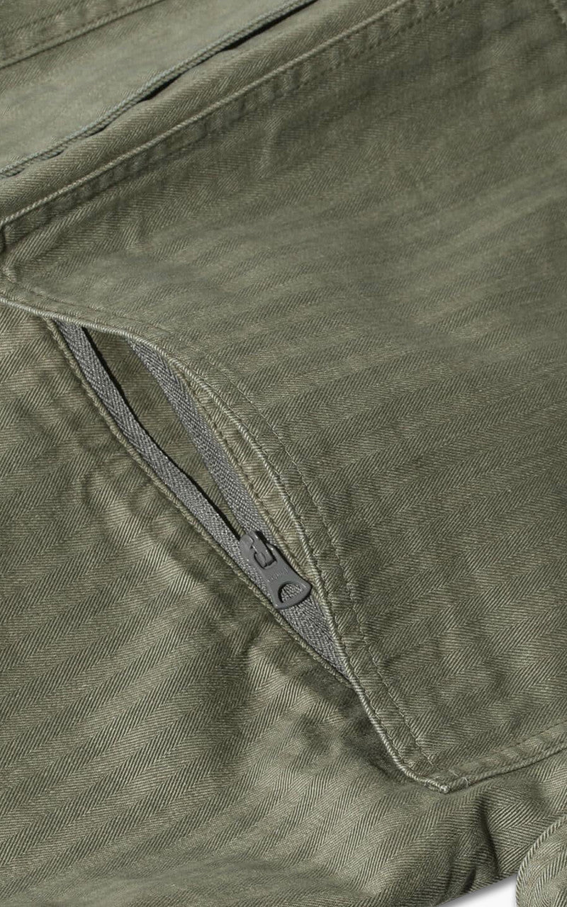 Beams Plus Supima Cotton Herringbone Military Chore Jacket Olive