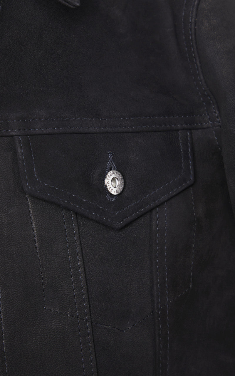 3sixteen x Schott NYC Type 3s Pebble Grain Goatskin Black