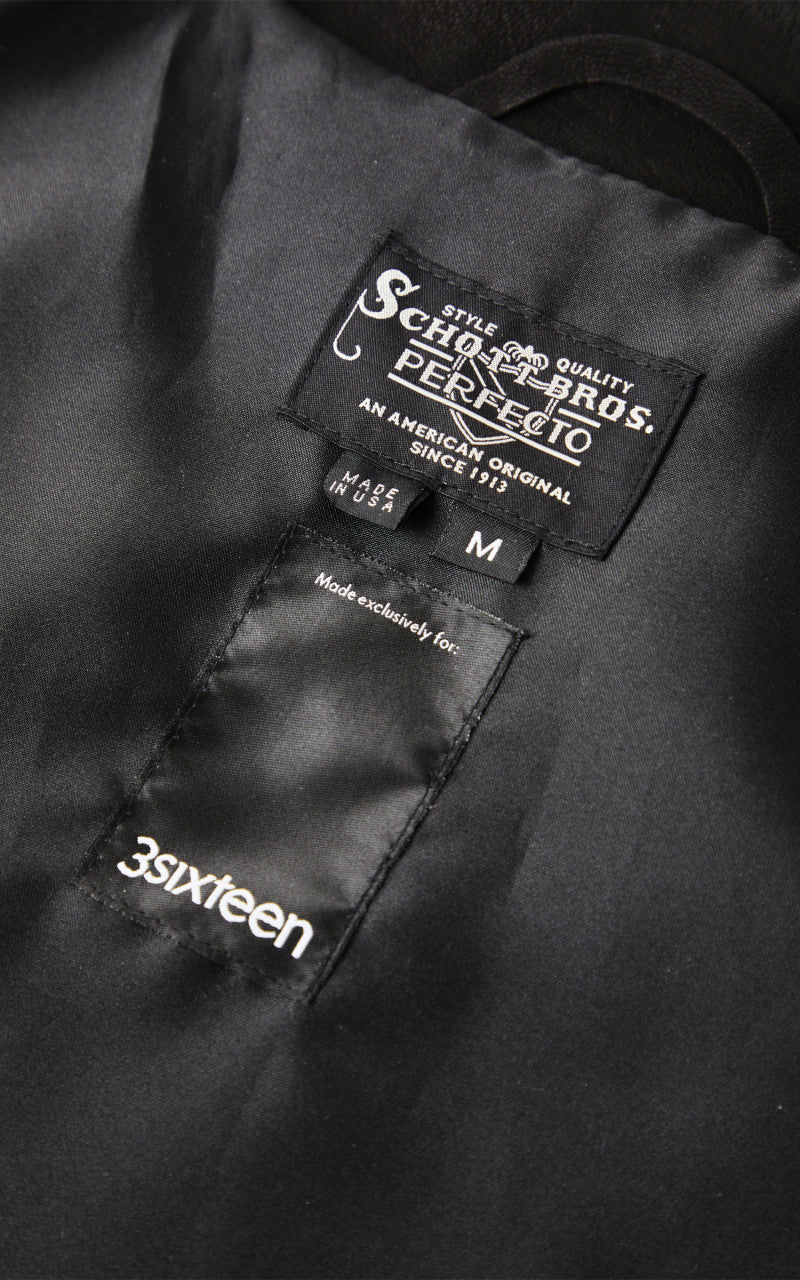 3sixteen x Schott NYC Type 3s Pebble Grain Goatskin Black