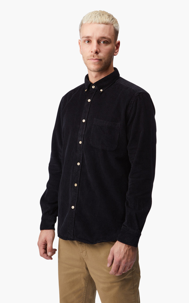 Portuguese Flannel Lobo Corduroy Shirt Black