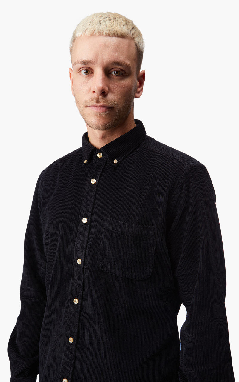 Portuguese Flannel Lobo Corduroy Shirt Black