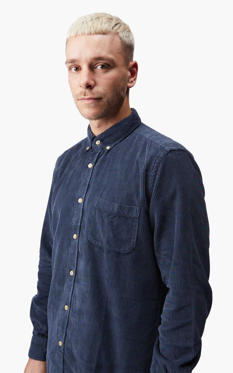 Portuguese Flannel Lobo Corduroy Shirt Navy