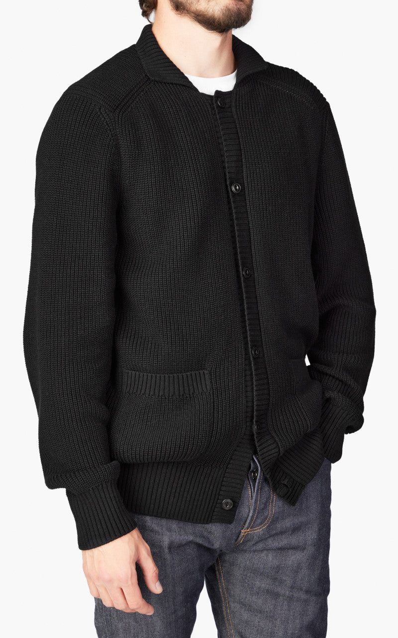 3sixteen Cotton Collared Cardigan Black