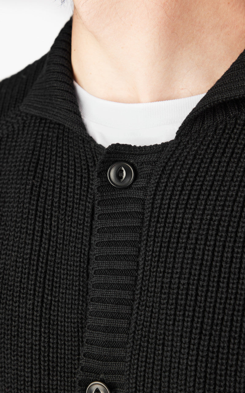 3sixteen Cotton Collared Cardigan Black