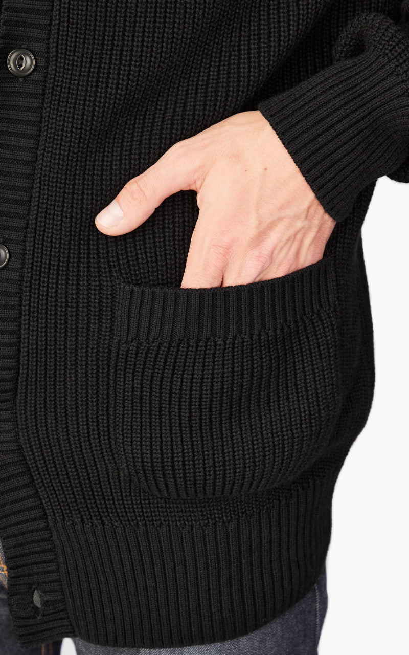 3sixteen Cotton Collared Cardigan Black