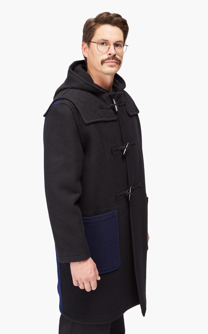 3sixteen x Gloverall Duffel Coat Black/Navy Wool
