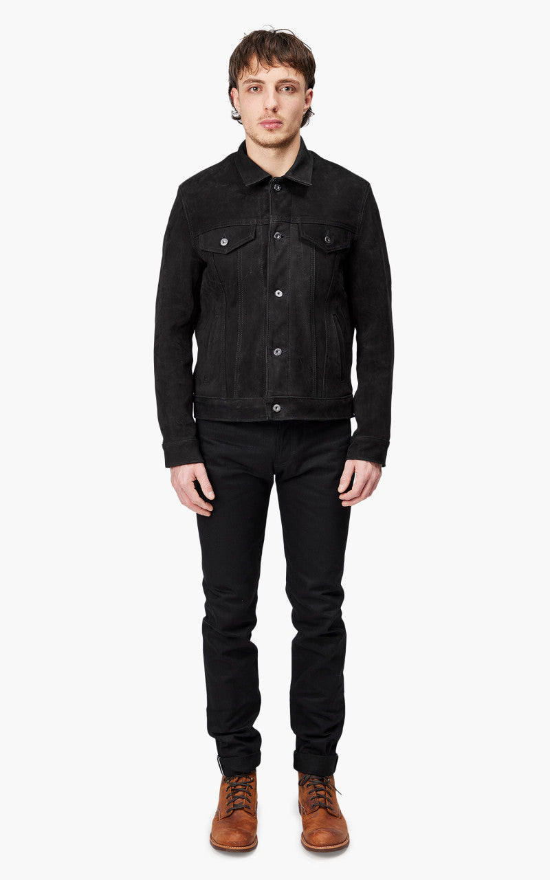 3sixteen x Schott NYC Type 3s Pebble Grain Goatskin Black