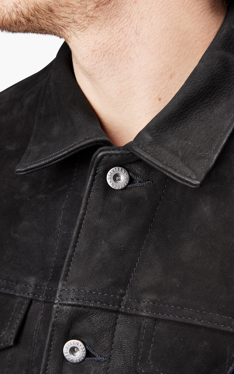 3sixteen x Schott NYC Type 3s Pebble Grain Goatskin Black