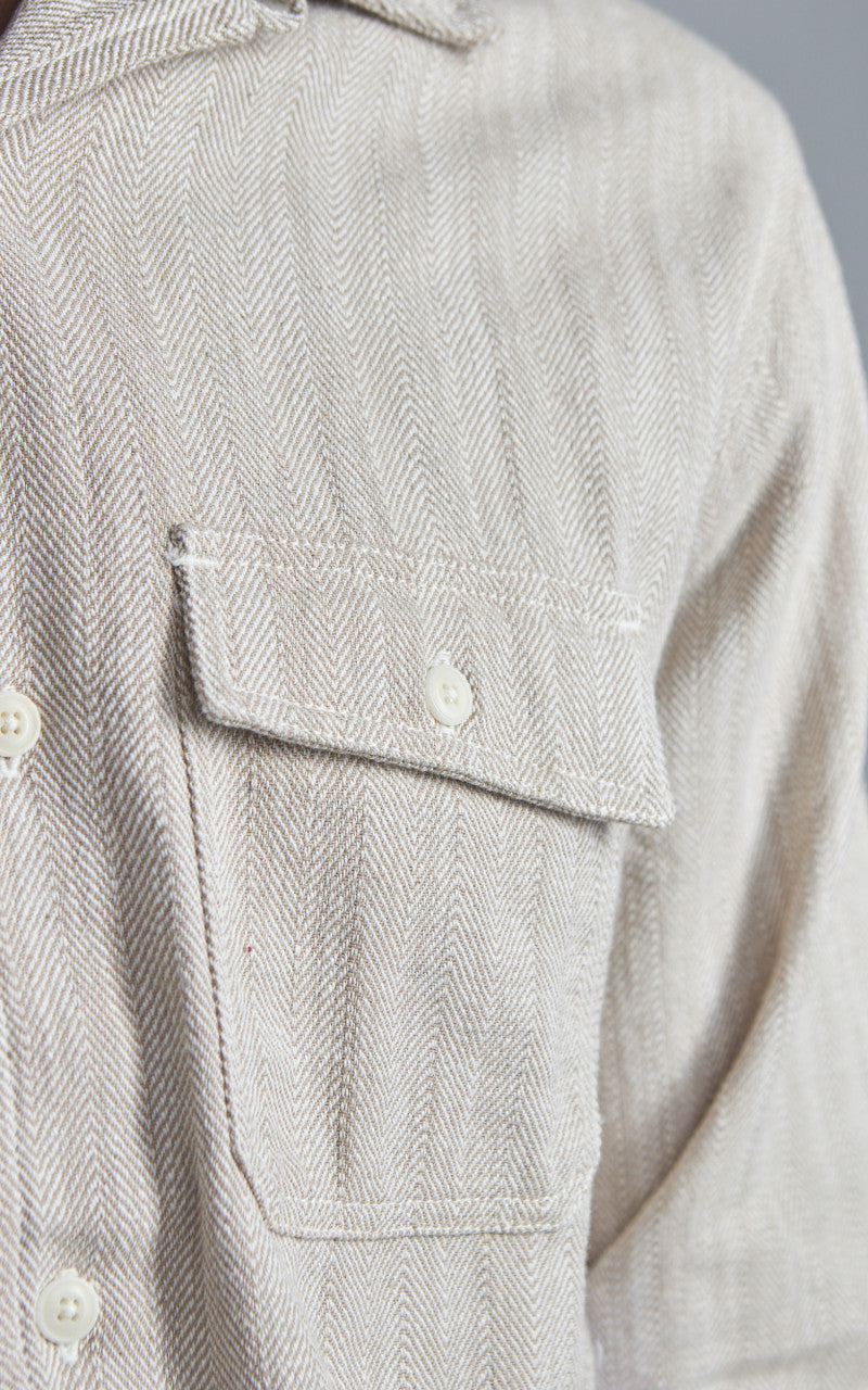3sixteen Camp Shirt HBT Cotton/Linen Ecru