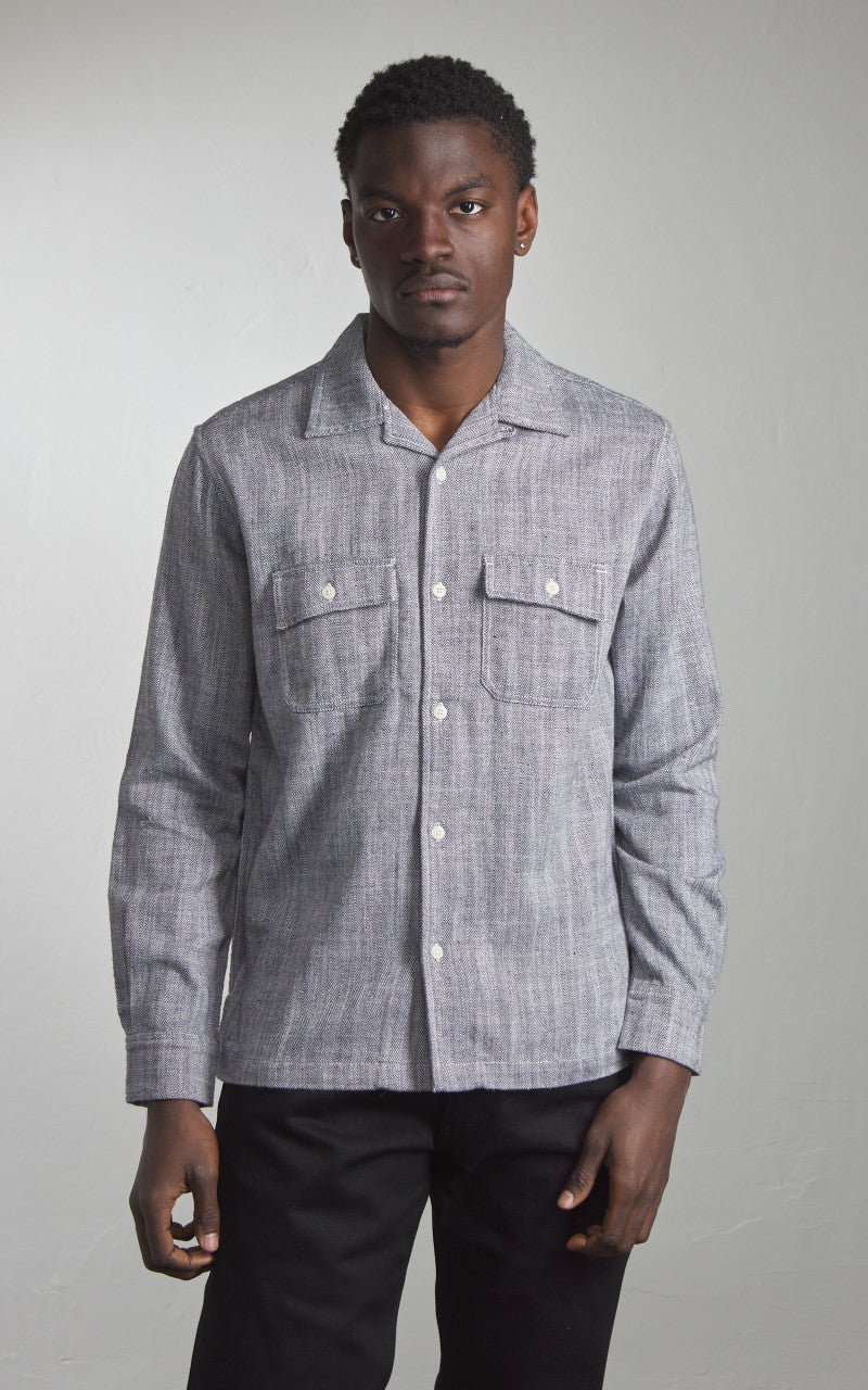 3sixteen Camp Shirt HBT Cotton/Linen Black