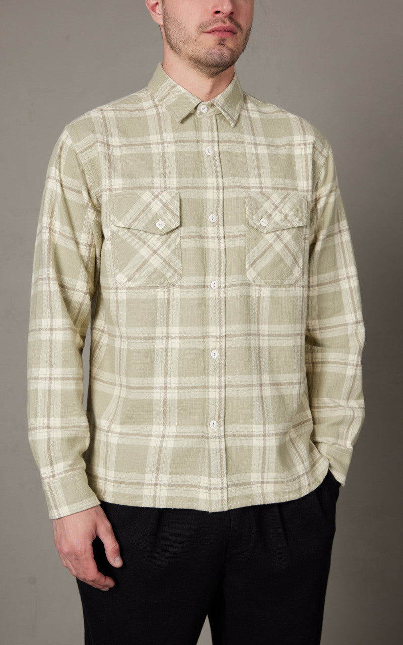 3sixteen Crosscut Flannel Seafoam Slub Check