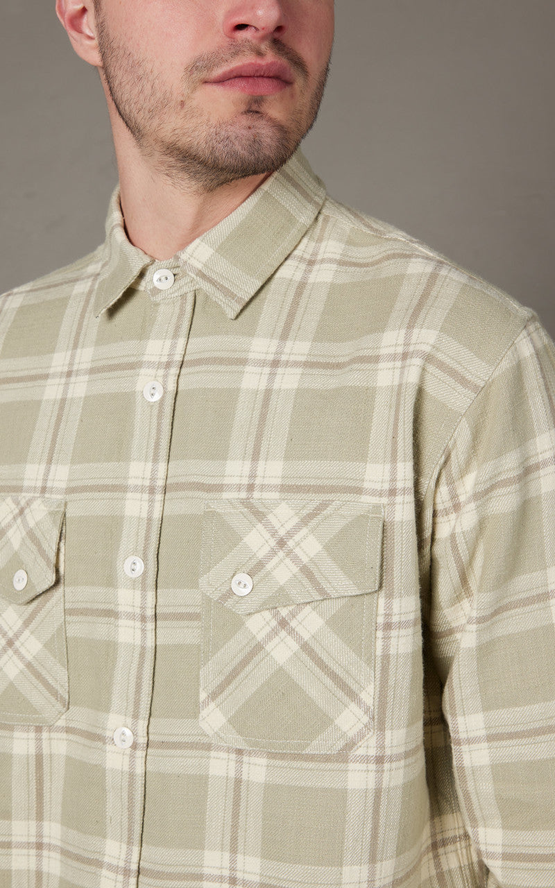 3sixteen Crosscut Flannel Seafoam Slub Check