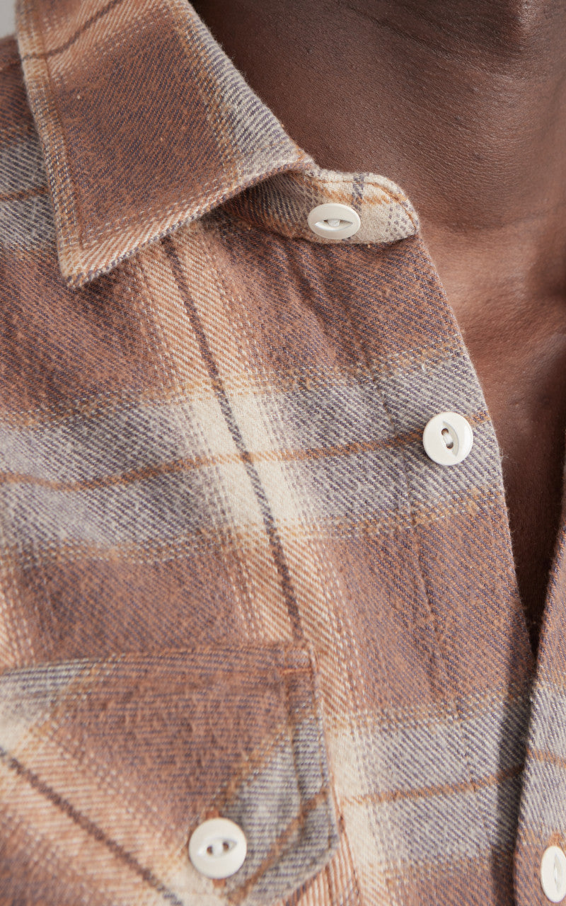 3sixteen Crosscut Flannel Check Tobacco/Ecru Brush