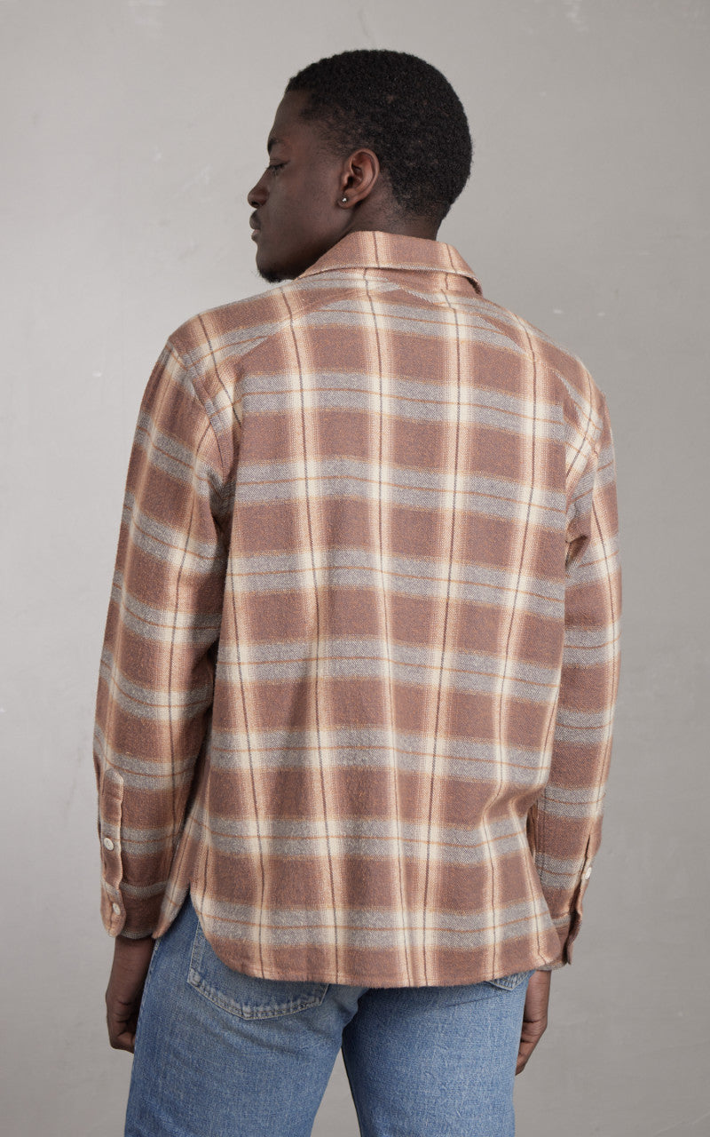 3sixteen Crosscut Flannel Check Tobacco/Ecru Brush