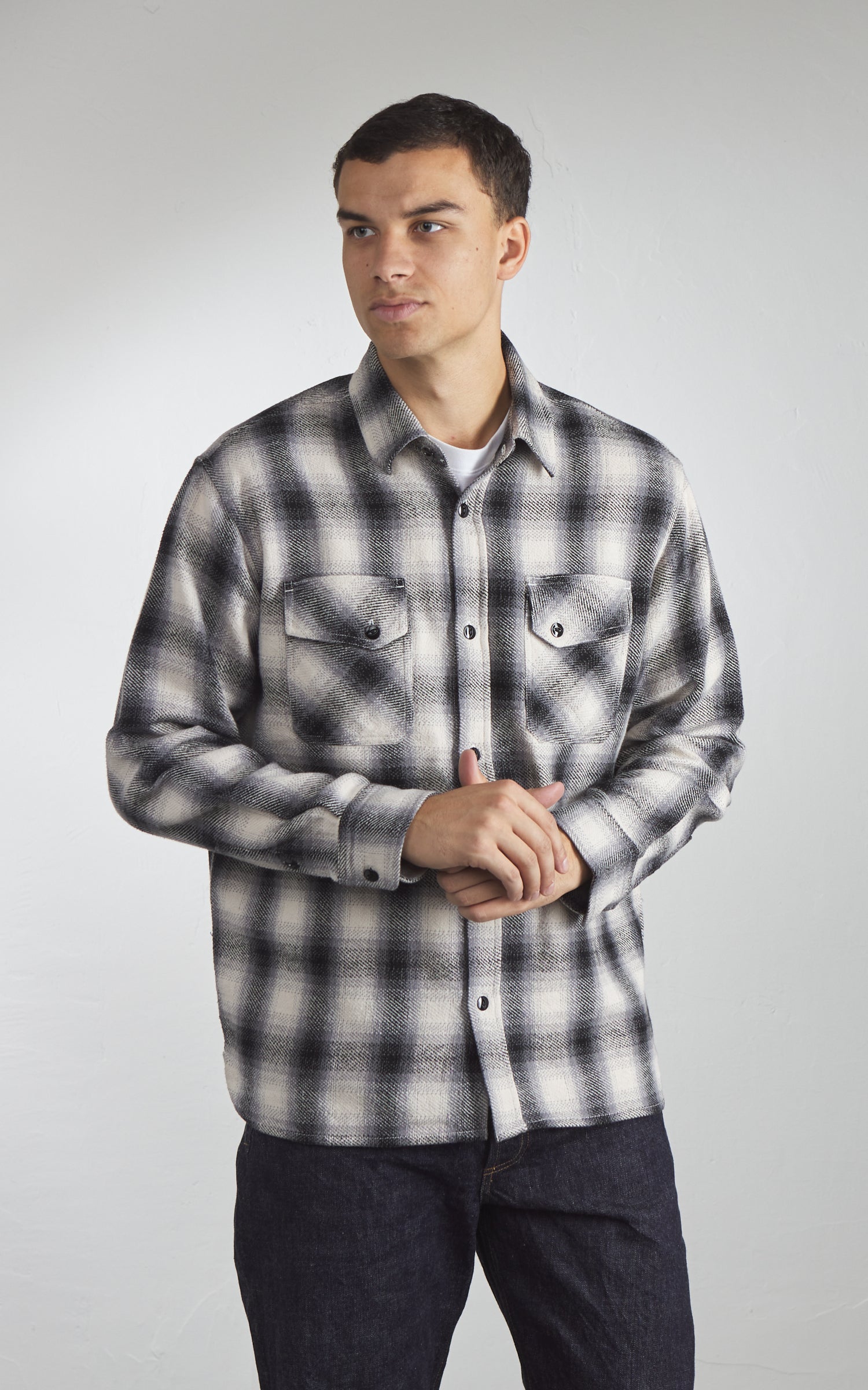 3sixteen Crosscut Flannel Plaid Cream/Black