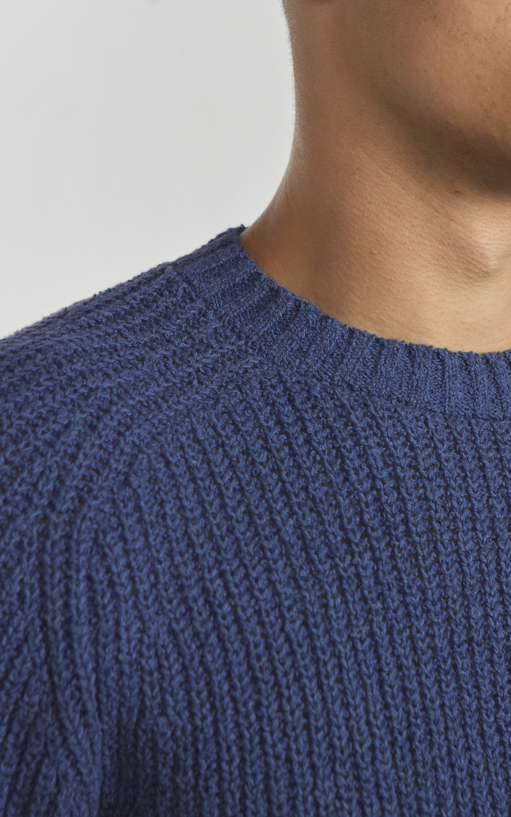 3sixteen Cotton Crewneck Sweater Boucle Lapis
