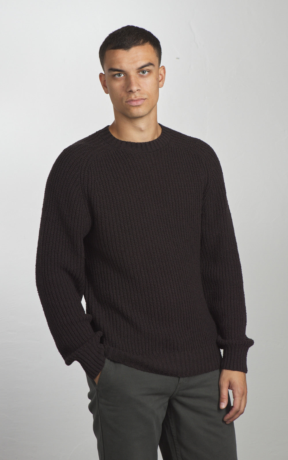 3sixteen Cotton Crewneck Sweater Boucle Bark