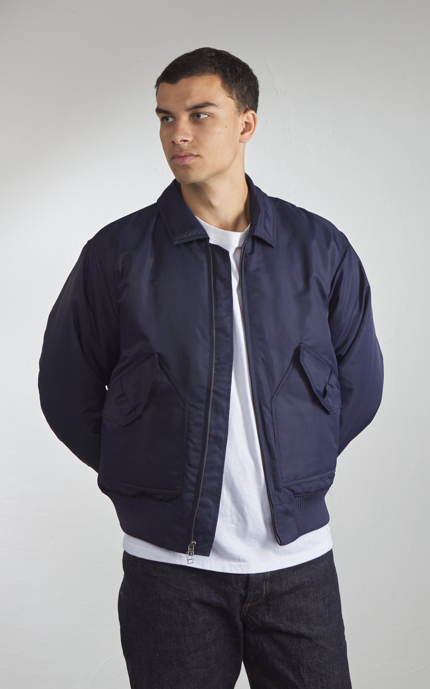 3sixteen CWU Flight Jacket Aviator Satin Blue