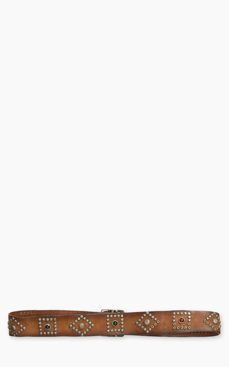 RRL Studded Roughout Leather Belt Light Brown