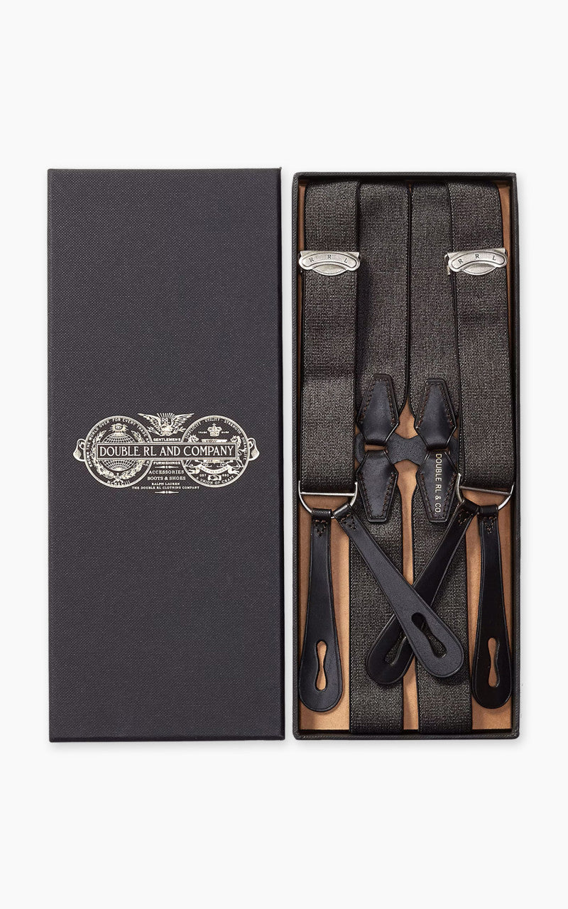 RRL Warren Stretch Jaspé Braces Charcoal Grey
