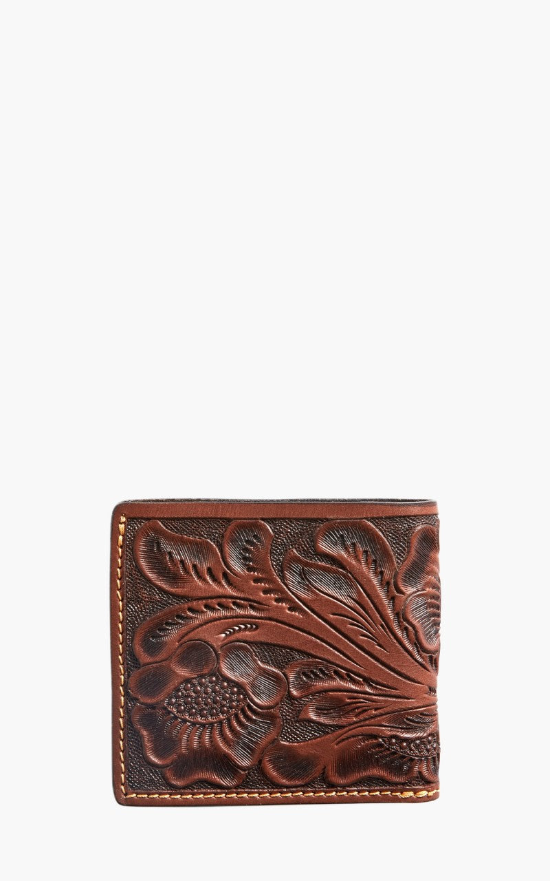 RRL Hand-Tooled Leather Billfold Wallet Brown