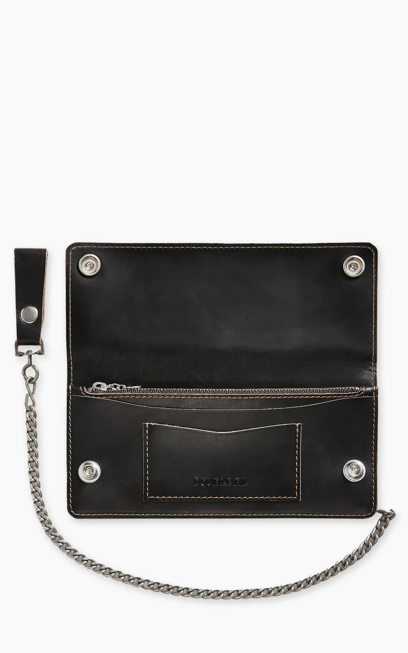 RRL Leather Chain Wallet Black Over Brown