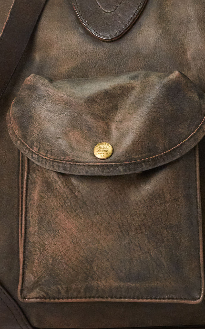 RRL Burlington Duffel Leder Tasche Schwarz über Braun