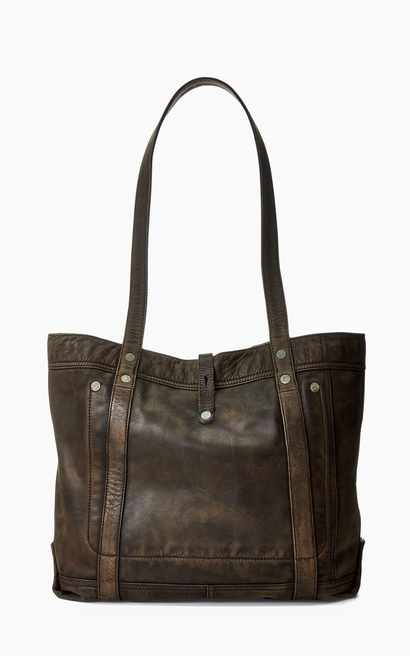 RRL Carter Tote Leather Bag Black Over Brown