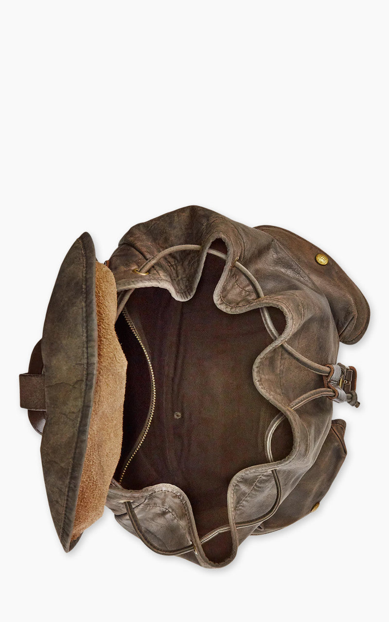 RRL Riley Leather Backpack Black Over Brown