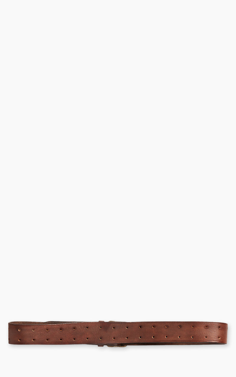 RRL Conrad Leather Double-Prong Belt Vintage Brown