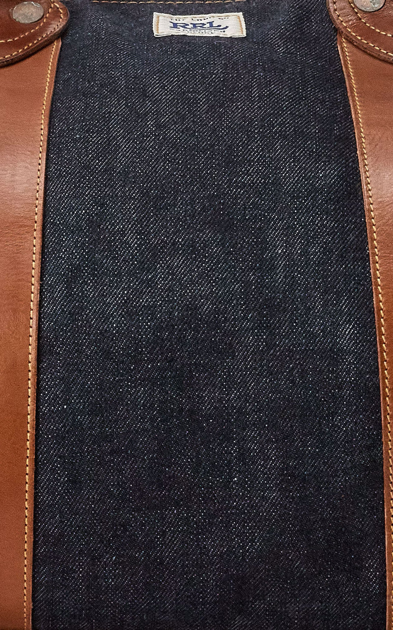RRL Winston Leather-Trim Denim Duffel Bag Indigo